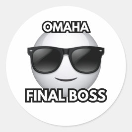 Omaha Final Boss Cool Emoji Sticker ラウンドシール
