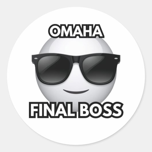 Omaha Final Boss Cool Emoji Sticker ラウンドシール (正面)