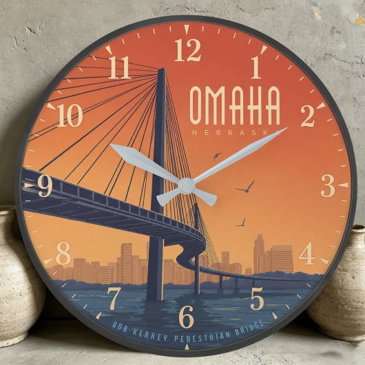 Omaha Nebraska Bridge ラージ壁時計