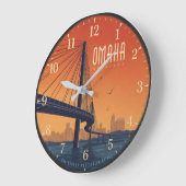 Omaha Nebraska Bridge ラージ壁時計 (傾斜)