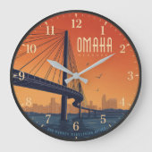 Omaha Nebraska Bridge ラージ壁時計 (正面)
