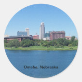 Omaha, Nebraska Skyline on Canvas ラウンドシール (正面)