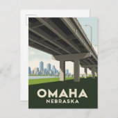 Omaha Nebraska skyline underneath a large overpass ポストカード (正面/裏面)