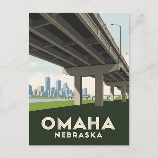 Omaha Nebraska skyline underneath a large overpass ポストカード (正面)