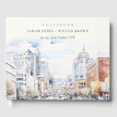 Omaha Nebraska Watercolor Landscape Wedding ゲストブック (正面)