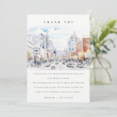 Omaha Nebraska Watercolor Landscape Wedding サンキューカード (スタンド正面)