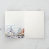 Omaha Nebraska Watercolor Landscape Wedding サンキューカード (内部)
