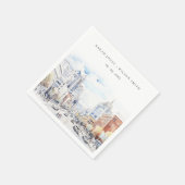 Omaha Nebraska Watercolor Landscape Wedding スタンダードカクテルナプキン (角)