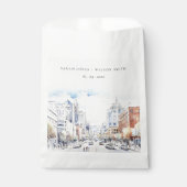 Omaha Nebraska Watercolor Landscape Wedding フェイバーバッグ (正面)