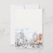 Omaha Nebraska Watercolor Landscape Wedding 出欠カード (裏面)