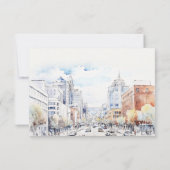 Omaha Nebraska Watercolor Landscape Wedding 出欠カード (裏面)