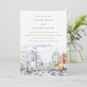 Omaha Nebraska Watercolor Landscape Wedding 招待状 (スタンド正面)