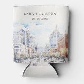 Omaha Nebraska Watercolor Landscape Wedding 缶クーラー (正面)