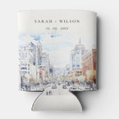 Omaha Nebraska Watercolor Landscape Wedding 缶クーラー (裏面)