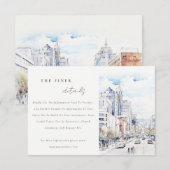Omaha Nebraska Watercolor Landscape Wedding Detail エンクロージャーカード (正面/裏面)
