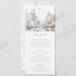 Omaha Nebraska Watercolor Landscape Wedding  Menu 招待状