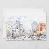 Omaha Nebraska Watercolor Scape Rehearsal Dinner 招待状 (裏面)