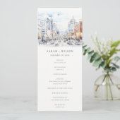 Omaha Nebraska Watercolor Scape Wedding Program 招待状 (スタンド正面)
