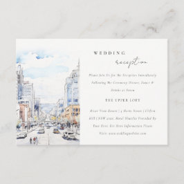Omaha Nebraska Watercolor Scape Wedding Reception エンクロージャーカード