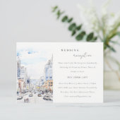 Omaha Nebraska Watercolor Scape Wedding Reception エンクロージャーカード (スタンド正面)