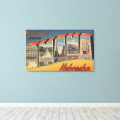 Omaha, NebraskaLarge Letter Scenesオマハ， NE キャンバスプリント (インサイチュ (ウッドフロア))