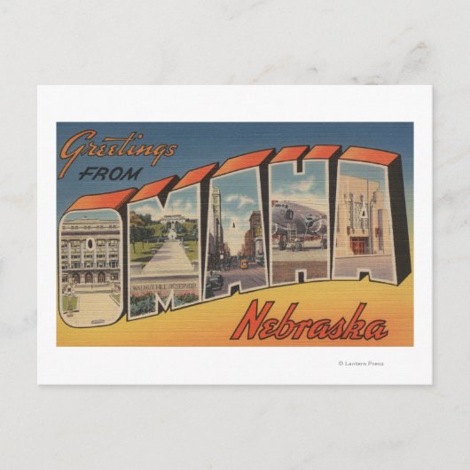 Omaha, NebraskaLarge Letter Scenesオマハ， NE ポストカード (正面)