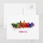Omaha skyline in watercolor ポストカード (正面/裏面)