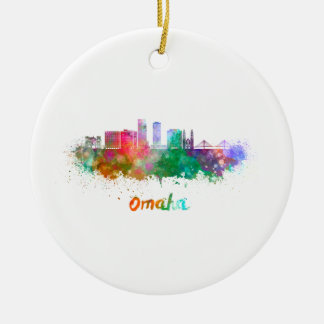 Omaha V2 skyline in watercolor セラミックオーナメント
