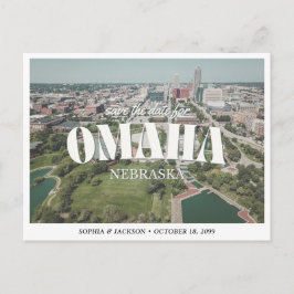 Omaha Wedding Save the Date Retro Skyline ポストカード