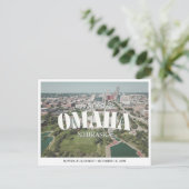 Omaha Wedding Save the Date Retro Skyline ポストカード (スタンド正面)