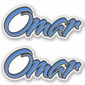Omar Name blue Aufkleber Sticker Stickerset シール (正面)