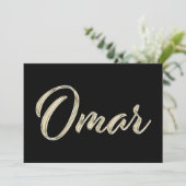 Omar Name white gold Handwriting Karte カード (スタンド正面)