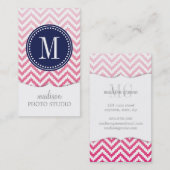 Ombréピンクのシェブロンのアステカな種族のパーソナライズ 名刺 (正面/裏面)