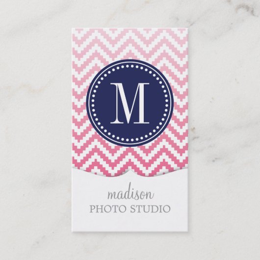 Ombréピンクのシェブロンのアステカな種族のパーソナライズ 名刺 (正面)