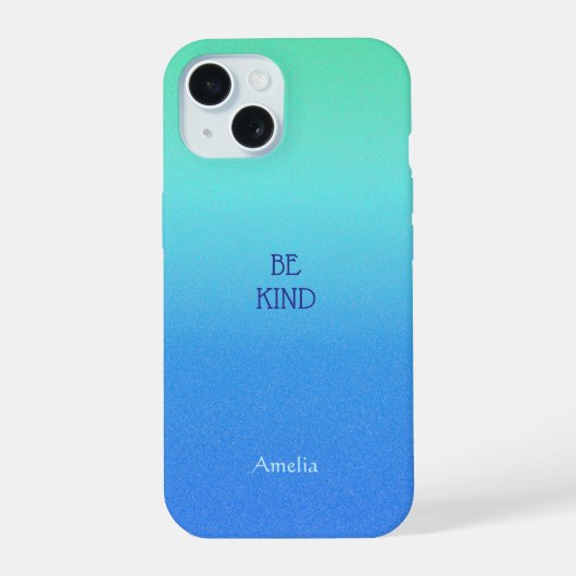 Ombre Blue Personalize Quote & Name Iphone Case 15ケース (裏面)