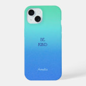 Ombre Blue Personalize Quote & Name Iphone Case iPhone 15ケース (裏面)