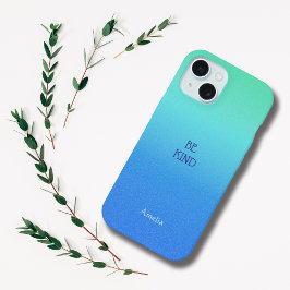 Ombre Blue Personalize Quote & Name Iphone Case iPhone 15ケース