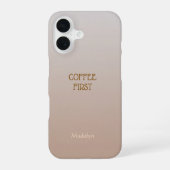 Ombre Brown Personalize Quote & Name Iphone Case iPhone 16ケース (裏面)