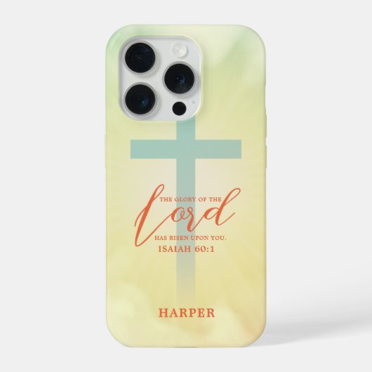 Ombre Cross Scripture Personalized iPhoneケース (裏面)
