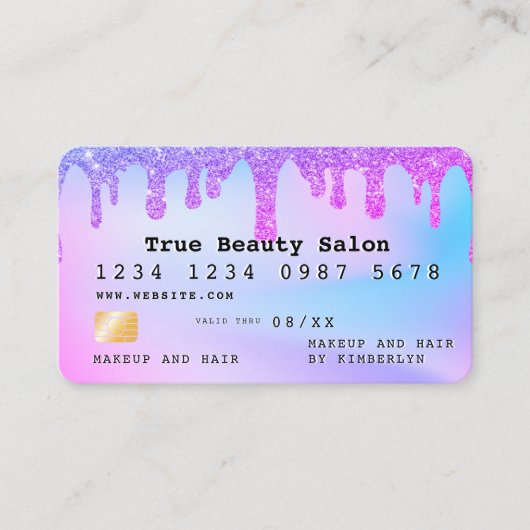 Ombre glitter credit card monogram 名刺 (正面)