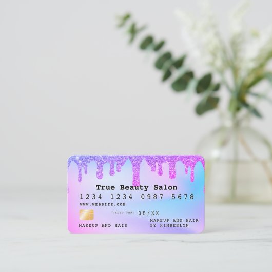 Ombre glitter credit card monogram 名刺 (スタンド正面)