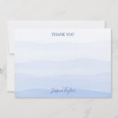 Ombre Gradient Dip Dye Blue Bridal Shower サンキューカード (正面)