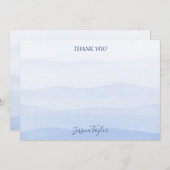 Ombre Gradient Dip Dye Blue Bridal Shower サンキューカード (正面/裏面)