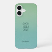 Ombre Green Personalize Quote & Name Iphone Case 16ケース (裏面)