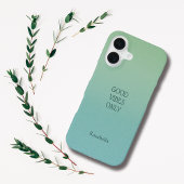 Ombre Green Personalize Quote & Name Iphone Case 16ケース