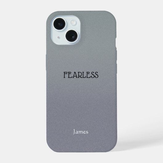 Ombre Grey Personalize Quote & Name Iphone Case iPhone 15ケース (裏面)