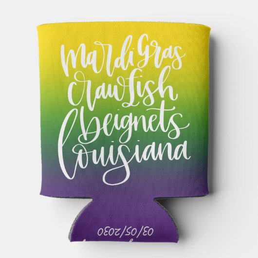 Ombre Mardi Gras Party Keepsake 缶クーラー (裏面)
