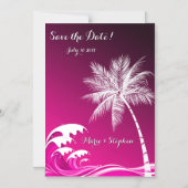 OMBRE PINK TROPICAL PALMS Save the Date マグネット招待状 (正面)