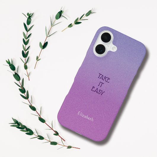Ombre Purple Personalize Quote & Name Iphone Case 16ケース