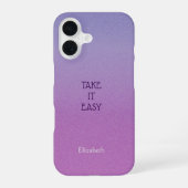 Ombre Purple Personalize Quote & Name Iphone Case 16ケース (裏面)